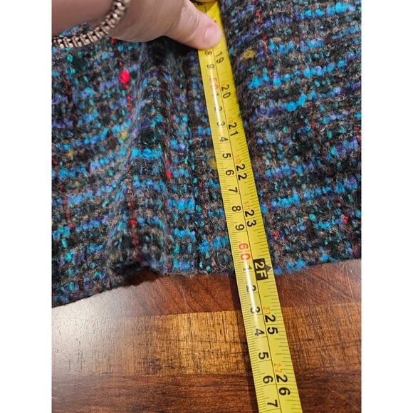 Vintage Benetton Tweed Wool Blend Blazer Jewel Tone Multi Blue Winter Womens M - Picture 5 of 5